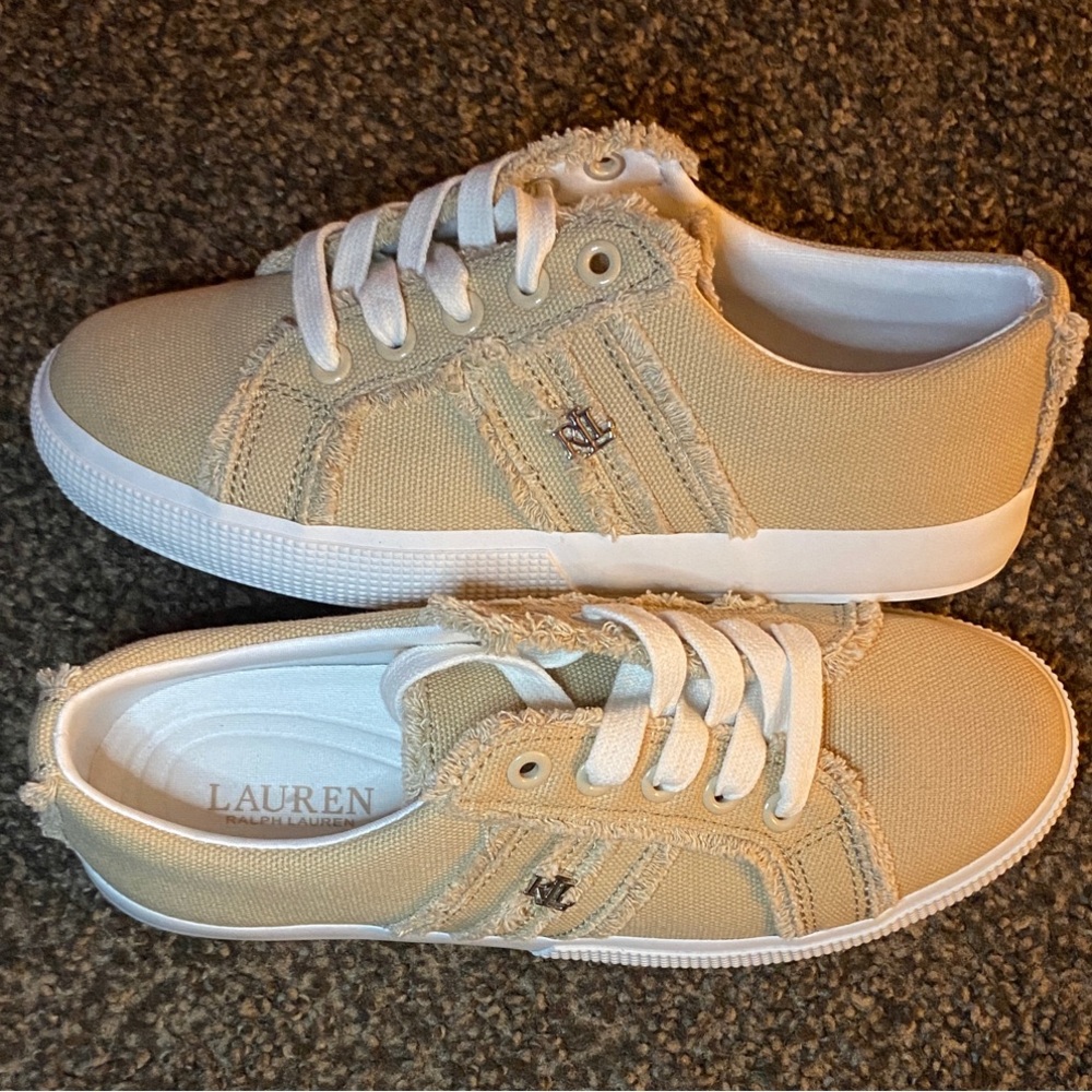 Lauren Ralph Lauren Janson Fray-SK-LTL Beige Frayed Canvas.